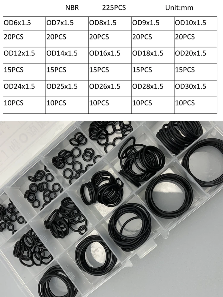 Kit de 225 Anéis O-Ring NBR OD - Auto Repair Cs avaliação e preço
